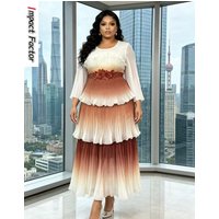Miyake 2026 New High-end Banquet Pleated Dress Fungus Edge Decorative Printing Gradual Change Light Luxury Dress