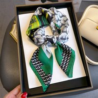2024 Horse Printing Silk Scarf Hijab Women 70*70cm Luxury Design Square Scarf Girl Ribbon Hairband Neckerchief Foulard Hair Band