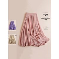 plus Size Women's Cotton Lin Color High Waist Drifting A-Line Long Skirt Summer New Style Slimming Skirt Maxi Dress