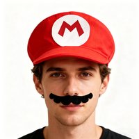 Halloween Cosplay Hat with mustache forChildren and Adult Halloween Masquerade Party Anime Bros Cosplay Stage Show Baseball Hat
