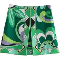 High Waist Printed Asymmetrical Hem Skirt Street Style Loose Fit A-Line Midi Skirt for Women in Their Late Twenties