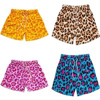 2026summer Men's Leopard Print 3D Printed Beach Shorts Fast Drying Breathable Loose Basketball Pants Casual Fashion Sand Bottoms