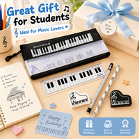 6Pcs Piano Theme Stationery Set Student Pencil Case Keyboard Ruler Pencil Eraser School Supplies