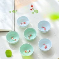 Porcelain Celadon Fish Teacup Small Carp Teacups Kung Fu Teaware Accessories Personalised Ceramic Oolong Tea Tasting Utensils