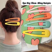 4PC Set Colorful 10cm Large Solid Alloy BB Hair Side Clips for Girls Women Korean Style Hairpins Hair Accessories