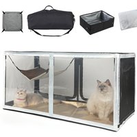 Cat Exhibition Cage Set Transparent 3D Display Free Offer Cat Hammock Folding Litter Box