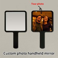 Customized makeup handheld mirror, portable black handheld mirror, personalized photo customization