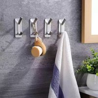 4/6/8Pcs Towel Hooks Self Adhesive Wall Hook Bathroom Hooks 304 Stainless Steel Bathrobe Hooks Room Storage Hanger Strong