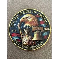 4CM USA 250th Anniversary Commemorative Coin Collection Statue of Liberty American Eagle Souvenir Coin Gifts