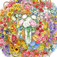 50-100PCS Transparent PET Flower Stickers Colorful Flower Beautification Stationery Notebook Room Stickers