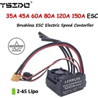 YSIDO LERRUN Waterproof ESC RC Car 35A 45A 60A 80A 120A 150A Speed Controller for 1/8 1/10 1/12 1/14 1/16 RC Car Brushless Motor