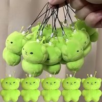 Plush Green Alien Cat Pendant Keychains for Women Bag Decor Cute Keyring Party Gifts Soft Stuffed Handmade Keychain Accessories