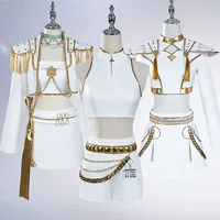 Halloween KPop Rumi Mira Zoey White Singing Suit Women Girls Halloween Party Role Playing Outfit Cosplay Costume Wig for Adult