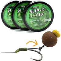 20m Carp Fishing Line Hook Link Slip-D Braid Hooklink Uncoated Braid Line for Hair Rig D Rig 25IB Carp Coarse Fishing Tackle