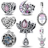 Original Charms Retro Lotus and Compass 925 Silver Charms Beads Fit 3mm Original Bracelet Women DIY Fine Jewelry Gift Hot Sale