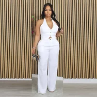 M-6183 Women Elegant Two Piece SetAfrican Tracksuit Spring Summer Long Sleeve Vest Top and Pants Set Party Matching Sets