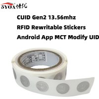 5YOA CUID changeable 13.56mhz S50 1K RFID Sticker Wet Inlay NFC tag Sector 0 Block 0 UID Rewritable NFC Andriod MCT Copy Clone