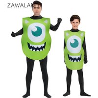 Zawaland Monster Halloween Costume Adult Boy Girl Green Big Eyes Cosplay Party Suit Sponge Fancy Clothes Cute Disguise Wear