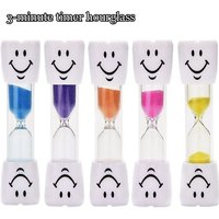 Creative Kids 3-Minute Toothbrushing Timer Hourglass Cartoon Smiling Face Anti-Fall Plastic Educational Fun Student Gift