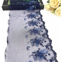 3y/lot Width 19cm Dark Blue Shimmer Floral Embroidery Lace Trim For Skirt Hem Clothes Sewing Material DIY Apparel Dress Fabric