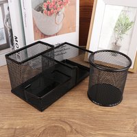 Pencil File Storage Rack Storage Box Office Accessories Desktop Ornament Desk Stationery Organizer Creative Metal Pen Holder