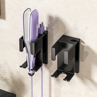 Stainless Steel Curling Iron Organizer with No Drill Wall Mounted Shelf, Hair Straightener Holder for Bathroom Vanity Storage