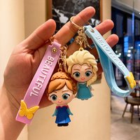 Disney Animation Princess Elsa Cute Car Keychain Snow White Figurine Backpack Charm Motorcycle Keychain Decorative Accessories