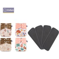 Elinfant 4PCS Diapers With Inserts Washable Pocket Diaper Adjustable Reusable Fralda Ecological Cloth Diaper