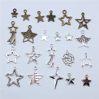 20pcs Star Charms For Jewelry Making Tibetan Bronze Silver Color Pendants Antique Jewelry Making DIY Handmade Craft