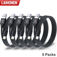 LAIHONEN 5PCS MFi USB A To Lightning Cable 2.4A USB Lighting Charger Cable Data Wire Cord For iPhone 14 13 12 11