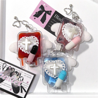 Original Punk Blood Bag Medical Pendant Keychain Hanging Chain Subcultural Angel Y2K Sick Phone Chain Decorative Accessories