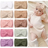 1pcs Newborn Baby Headband for Girls Elastic Knit Children Turban Bows Soft Nylon Kids Headwear Hair Accessories Wholesale Gift