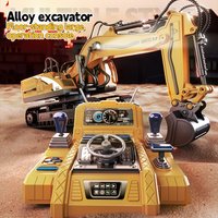 12/13/15 Ch Alloy Rc Car Remote Control Excavator Rc Clawer Engineering Vehicle Floor Steering Wheel Kids Xmas Newyear Gift