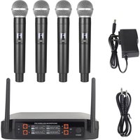 Microphone dynamique sans fil pour karaoké, fête de mariage, performance d'église, 4 canaux, UHF, partenaires morts