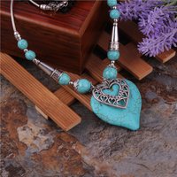 Aihua Maxi Big Statement Natural Stone Beads Hearts Necklaces & Pendants for Women Bohemian Jewelry Gifts