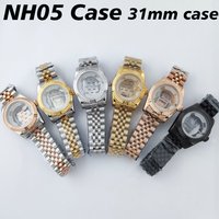 NH05 Case 31mm watch case Gold/silver/ rose/ black Case Sapphire Glass stainless steel Case Fit NH05 Movement Women's watch case