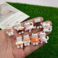 10pcs New Resin White Cat Charms Handmade Funny Animals Pendant for Jewelry Making Findings Diy Earrings Keychain
