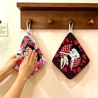 B-Bettys-Boops Polyester Cotton Hanging Kitchen Towel, Soft Hand Wiping Towel, Reusable for Kitchen Bathroom Home