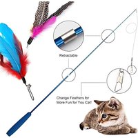 Durable 3-section Cat Teaser Wands Interactive Funny Telescopic Fishing Pole Stick Teaser Cat Accesorios