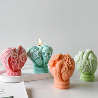 Handmade Aroma Candle Plaster Ornaments Molds DIY Human Heart Candle Making Supplies 3D Halloween Skull Hearts Silicone Mold