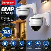Zwei 8MP POE 4K PTZ-Dome-Kameras für den Außenbereich, wasserdicht, mit 12-fach und 10-fach Zoom, 5MP, Personenerkennung, Nachtsicht und integrierter Audioaufzeichnung, die eine zuverlässige