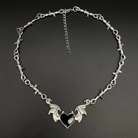 Aesthetic Goth Devil Heart Barbed Wire Choker Necklace Punk Hip Hop Daily Jewelry Y2K Vampire Little Thorns Chain Choker Gift