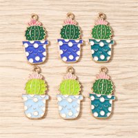 10pcs 15x28mm Cute Enamel Plant Cactus Charms Pendants for Jewelry Making Drop Earrings Necklace DIY Handmade Crafts Accessories