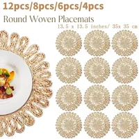 12-4PCS Wedding Woven Placemats Boho Farmhouse Tablemat Individual Christmas Rattan Tablemats for Baby Shower Party
