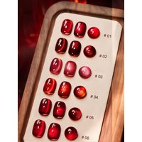 12ML 1-6PCS Autumn Nails Red Cat Eye Nail Glue Hot Selling Whitening Halloween New Style Glass Bead Cat Eye Gel Nail Polish