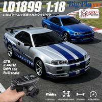 LDRC LD1899 1/18 GTR R34 RWD RC Drift Car 2.4G ESP Gyroscope LED Lights Metal Drive Runtime RTR Racing Toy Gift for Boys Adults