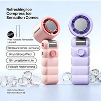 2026 New Mini Fan Turbine High Speed Handheld Fan Outdoor Ice Refrigeration Folding Semiconductor Violent Hanging Neck Small Fan