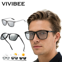 Classic Fishing Sunglasses Men Polarized Metal Square Frame UV400 Photochromic Goggles Women Driving Discoloration Eyewear