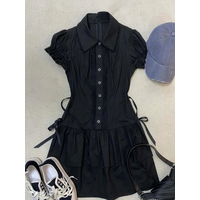Summer Gothic Black Slim Lace Mini Dress Women French Elegant Vintage Sleeveless Party Dress Female Y2k Hot Girl Retro Clothing