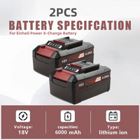 2 Stück 18 V 6,0 Ah Akku mit hoher Kapazität für Einhell X-Change Tools, kompatibel mit 4511396 4511437neu PXBP-600 Akku-Elektrowerkzeugen